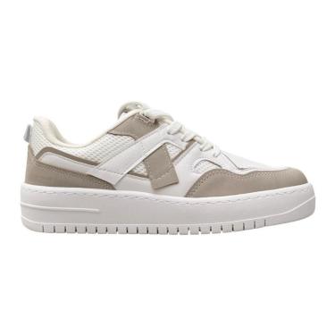 Imagem de tenis feminino vizzano com recortes branco cinza flatform-Feminino