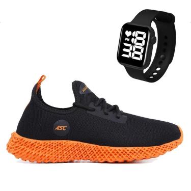 Imagem de Combo Tênis Masculino Ortopédico Com Relógio Quadrado Conforto e Leveza para Caminhada, Academia-Masculino