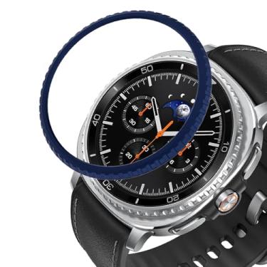 Imagem de DEALELE Capa de moldura compatível com Samsung Galaxy Watch 8 Classic (46 mm), moldura metálica de liga ultrafina anel de bisel capa adesiva antiarranhões acessório protetor (azul - fosco)