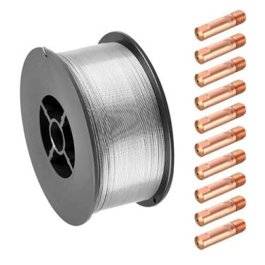 Imagem de Kit - 1 Arame Mig Uso Sem Gás 0,8mm - 1kg + 10 Bico de Contato 0,8 mm 