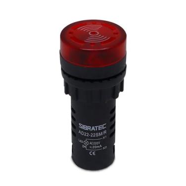 Imagem de Buzzer e Sinalizador Luminoso AD22 Intermitente 220Vca 72dB - Sibratec