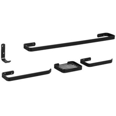 Imagem de Kit Acessórios Para Banheiro Preto Fosco 5 Peças - MetalCromo