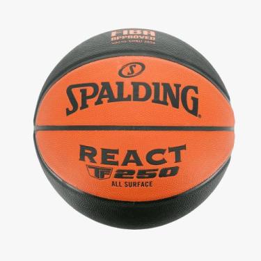 Imagem de Bola de Basquete Spalding Tf-250 React Fiba - Tam 5, Laranja, Preto, 5