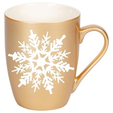 Imagem de Elanze Designs Caneca de café Snowflake Bold Line Vegas Gold 283 g New Bone China