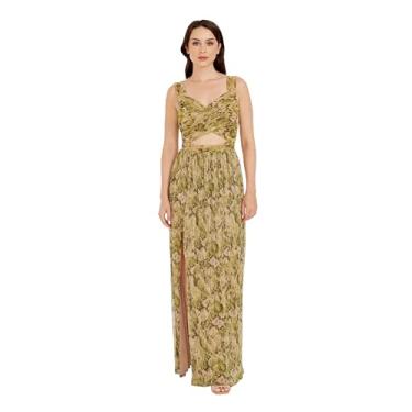 Imagem de Dress the Population Vestido longo feminino Mirabella Fit and Flare, Verde limão M, GG