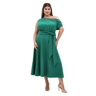 Imagem de City Chic Vestido feminino plus size - Kate ombro de fora midi, Jade, 25 Plus Size