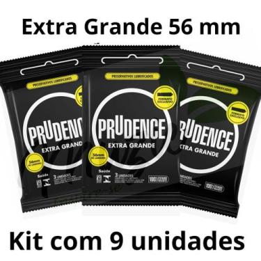 Imagem de Kit 9 Preservativo camisinha Extra Grande 56 mm Prudence