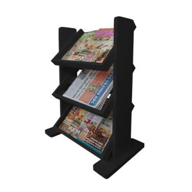 Imagem de Revisteiro De Piso Chão Porta Revistas Livros Preto Laca - FORMALIVRE