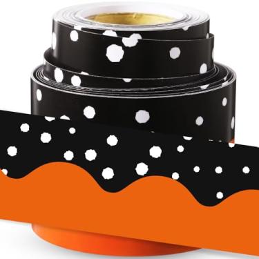 Imagem de Fuutreo Decoração de 10 metros com pontos de Halloween com bordas de boletim para festa de boletim de escritório com acabamento recortado para decoração de festa de casamento nacional