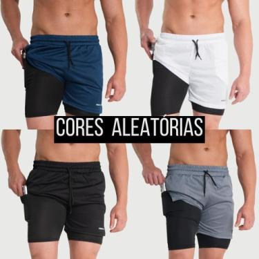 Imagem de KIT 3 Bermuda Academia Masculina 2em1 com Proteção Uv Shorts Duplo de 