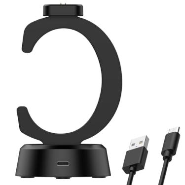 Imagem de Disscool Base de carregamento de substituição compatível com Redmi Watch 5 Active/Watch 5 Lite suporte de silicone antiderrapante base de carregador tipo C cabos de extensão (preto)