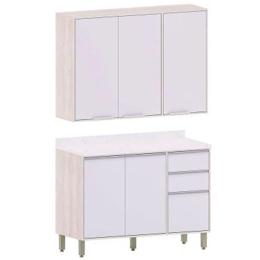Imagem de Kit Armário Aéreo e Balcão de Cozinha 120 cm 3 Portas Atenas