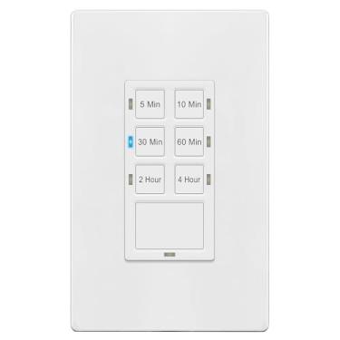 Imagem de TG Interruptor de temporizador de contagem regressiva, temporizador de interruptor de ventilador, interruptor de temporizador de luz de parede, interruptor de temporizador de banheiro, 5 min-4 horas