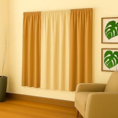 Imagem de Cortina Decorativa em Malha Gel, 2,00x1,70m, Poliéster, para Sala, Quarto e Escritório (AVELA/PALHA)