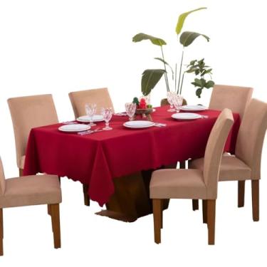 Imagem de Toalha Mesa Retangular Grande 8 Lugares Grossa Simples Decoração Lisa Basica Festa Jantar Ceia Vermelho