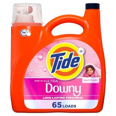Imagem de Tide Plus Boost of Ultra Downy Liquid Laundry Detergent, April Fresh Scent, 2,720 ml, 65 cargas, detergente líquido para roupas com frescor de longa duração