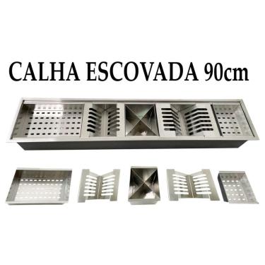 Imagem de Calha Canal Organizador Escorredor Gourmet Úmida Inox 60Cm