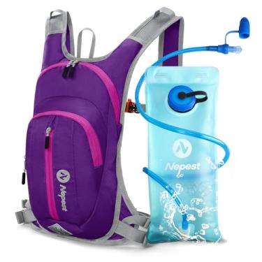 Imagem de Nepest Mochila De Hidratação Com Bexiga De Água De 2L, Mochila Leve Para Caminhadas, Corrida, Ciclismo, Roxa