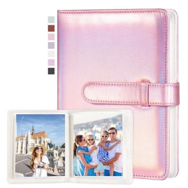 Imagem de Lifting Álbum de fotos 10 x 15 com 68 bolsos, capa de couro vegano premium, pequeno álbum de fotos, mini álbum de fotos para aniversário de família, aniversário, férias de bebê (rosa mágico)