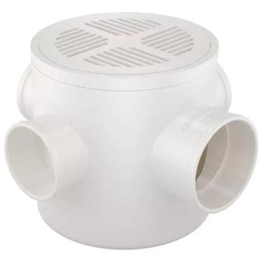 Imagem de Caixa Sifonada 100x100x50 Branca Redonda - 11571151 - Fortlev