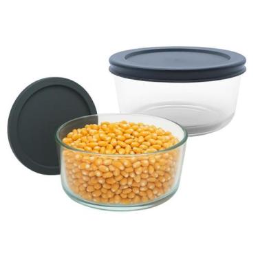 Imagem de Pote de Vidro Redondo Bowl C/ Tampa Hermética Marmita Vedação Fit 460m