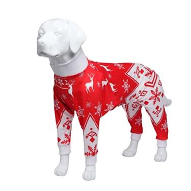 Imagem de Xqpetlihai Roupas de Natal para cães macacão de recuperação de cirurgia pijama para cães grandes e médios (3GG, CH)