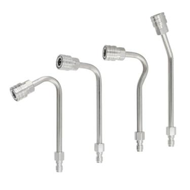 Imagem de T Tulead Varinha de extensão de lavadora de pressão de aço inoxidável Varinha de lavadora de pressão 1/4 polegada de conexão rápida, 4 peças (25 graus + 90 graus + forma em U + forma dobrada)