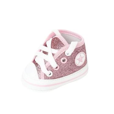 Imagem de Tênis Sapatinho Star Bebê Recém Nascido Cano Alto Com Glitter - Xukinh
