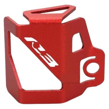 Imagem de BYYINGSUS Tampa do reservatório de fluido do tanque de combustível do freio traseiro da motocicleta R3 acessórios CNC compatíveis com YZF R3 2013 2014 2015 2016 2017 2018 (vermelho)