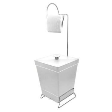 Imagem de Lixeira com Suporte de Papel Higiênico - Stolf, Branco - 1445-B