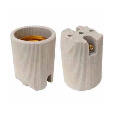 Imagem de Soquete e27 porcelana branca uso spot liso com borne foxlux