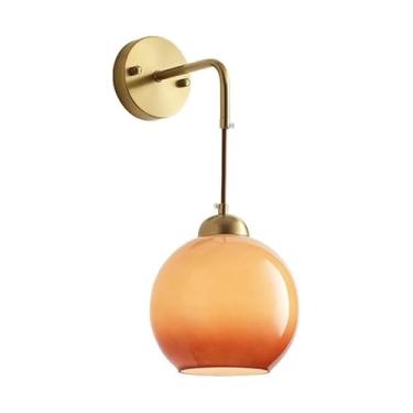 Imagem de Abajur de vidro gradiente, luminária de cabeceira nórdica de cobre, luminária de parede para corredor, base, arandelas de três cores reguláveis para sala de estudo e sala de estar