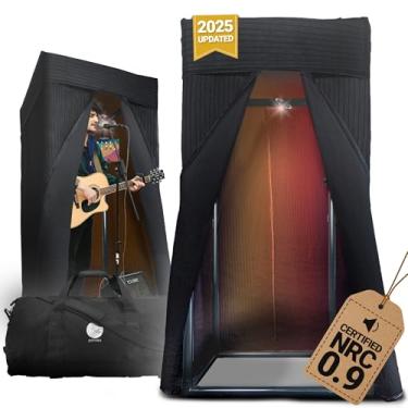 Imagem de POROSO Bote de som de gravação original atualizado 2023 | Estúdio portátil para vocais secos e nítidos | Tratamento acústico para qualquer espaço | Cabine de isolamento de som para estúdio doméstico | Montagem de 5 minutos com bolsa de viagem e extras