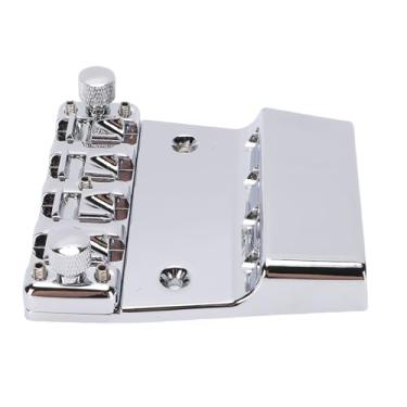 Imagem de Luocute Ponte de Baixo Adequada para Rickenbacker, Conjunto de Selas de Liga de Zinco Banhado a Cromo Ajustável de 4 Cordas 18 Mm