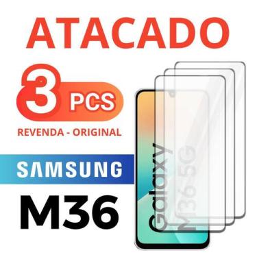 Imagem de Kit 3 Películas De Vidro 3D Para Samsung M36 - Película Vidro Temperad