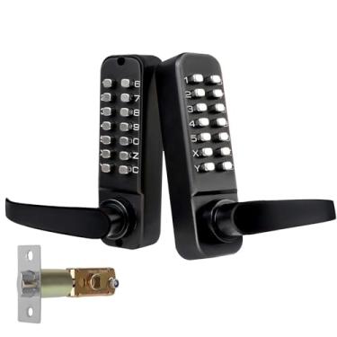 Imagem de Casmer Fechadura de porta dupla face sem chave com alça, fechadura de porta dupla face com teclado de aço inoxidável à prova d'água, 100% fechadura mecânica (preto)