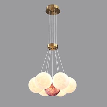 Imagem de Lustre de teto com planeta e lua impresso em 3D para casa, quarto de criança, luz noturna criativa moderna, luzes pendentes para sala de jantar e bar, material PLA