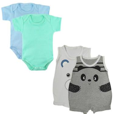 Imagem de Kit Verão Roupa de Bebê 4 Peças Body Curto e Macacão Regata - Koala Ba