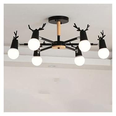 Imagem de Lustres Pingente Macaron Lustre Moderno Contraído Cabeça Sólida Lustre Sala de Estar Quarto Personalidade Criativa Lâmpada de Casa (Cor: Preto)