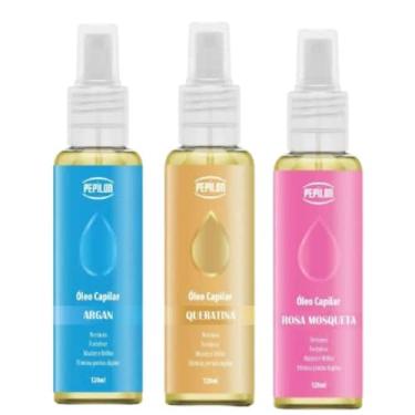 Imagem de Kit Óleo Capilar Argan+Queratina+Rosa Mosqueta 120Ml-Pepilon