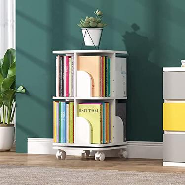 Imagem de AKALNNB Estante giratória, estante de madeira giratória de 360°, prateleira de armazenamento no chão, estante redonda