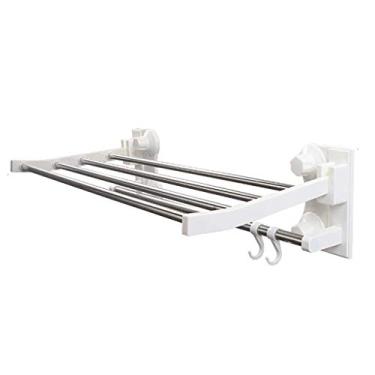 Imagem de Barra de toalha com ventosa a vácuo, tapete de chuveiro removível haste porta de chuveiro barra de toalha adesiva com ventosa