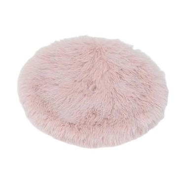 Imagem de Esquirla Saia de pelúcia para árvore de Natal, enfeite rústico, decoração redonda de Natal, tapete para festa, sala de estar, casa, feriado, Rosa Diâmetro 35cm