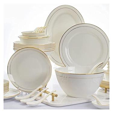 Imagem de Conjunto de louça de luxo, conjunto de serviço de jantar familiar, 32/58 peças, conjunto de louça de cerâmica, porcelana, louças, pratos, combinação de cerâmica, serviço de jantar, serviço de