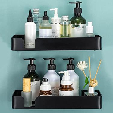 Imagem de WYUYIWH Suporte de chuveiro sem perfuração, adesivo para banheiro, prateleira de banheiro montada na parede, alumínio antiespaço para cozinha, banheiro, preto c_2 camadas