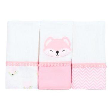 Imagem de Fralda de Boca Raposa Rosa 3 Peças - Miguel Baby