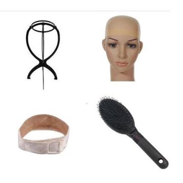 Imagem de Kit Hair Grip + Suporte + Escova + Wig Cap Bege Para Peruca - C e c sh
