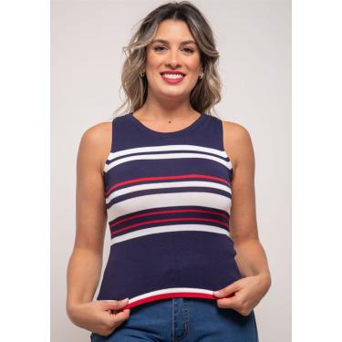 Imagem de Regata Pau a Pique Modal Listrada Azul Marinho