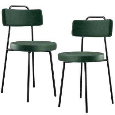 Imagem de Kit 02 Cadeiras Decorativas Para Sala De Jantar Barcelona F01 Couríssimo Verde Musgo - Lyam Decor