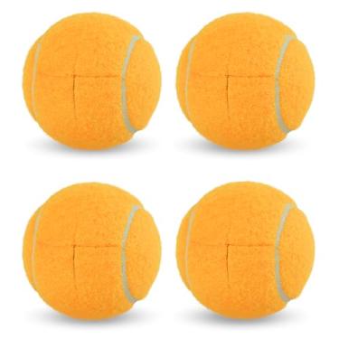 Imagem de LITIAN 4 bolas de tênis pré-cortadas para caminhantes – Bolas deslizantes resistentes com almofadas de feltro para andadores e pernas de móveis, proteção de chão, decoração de festa com tema de tênis